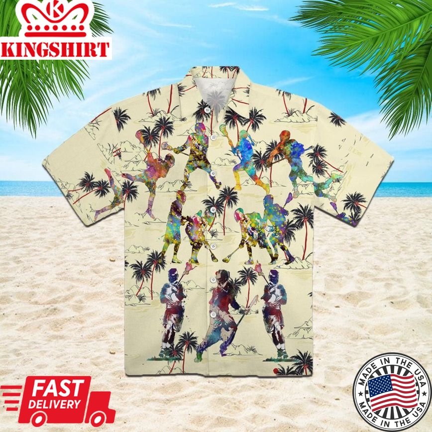 Colorful Lacrosse Player Trendy Hawaiian Shirt