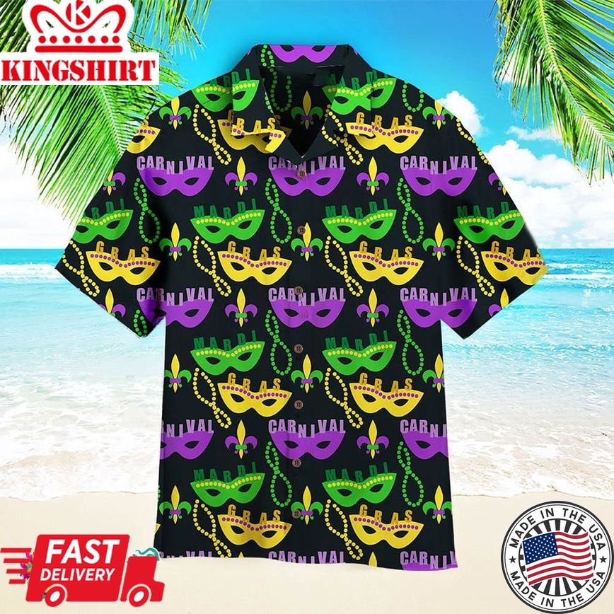 Colorful Mardi Gras Masks Aloha Hawaiian Shirts