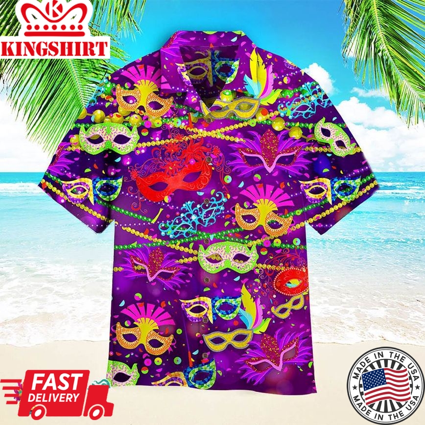 Colorful Mask Mardi Gras Aloha Hawaiian Shirts