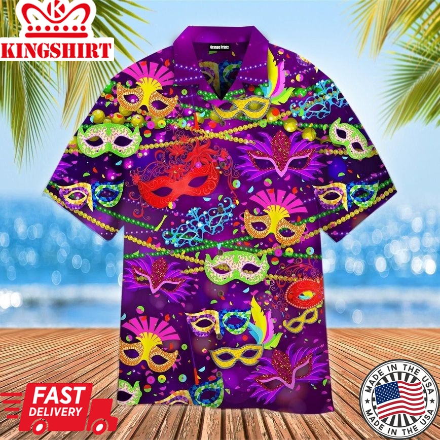 Colorful Mask Mardi Gras Trendy Hawaiian Shirt For