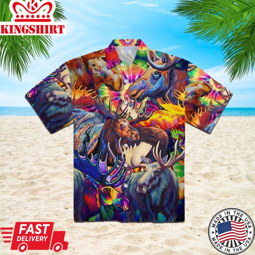 Colorful Moose Trendy Hawaiian Shirt