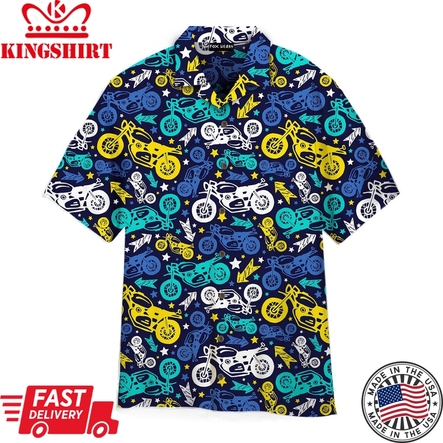 Colorful Motorcycles Trendy Hawaiian Shirt