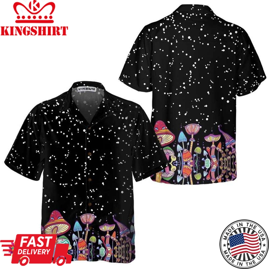 Colorful Mushroom Hawaiian Shirt, Funny Mushroom Print Shirt For Men & Women