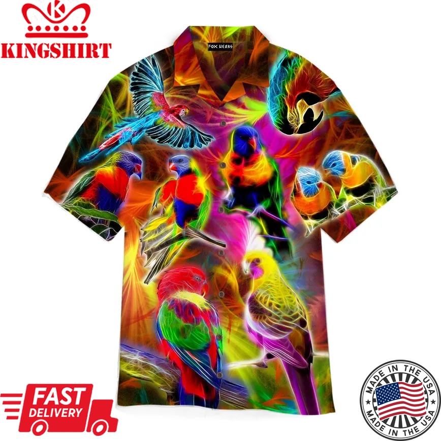 Colorful Parrots Neon Trendy Hawaiian Shirt Aloha Shirt