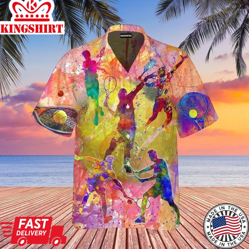 Colorful Playing Tennis Man Trendy Hawaiian Shirt For