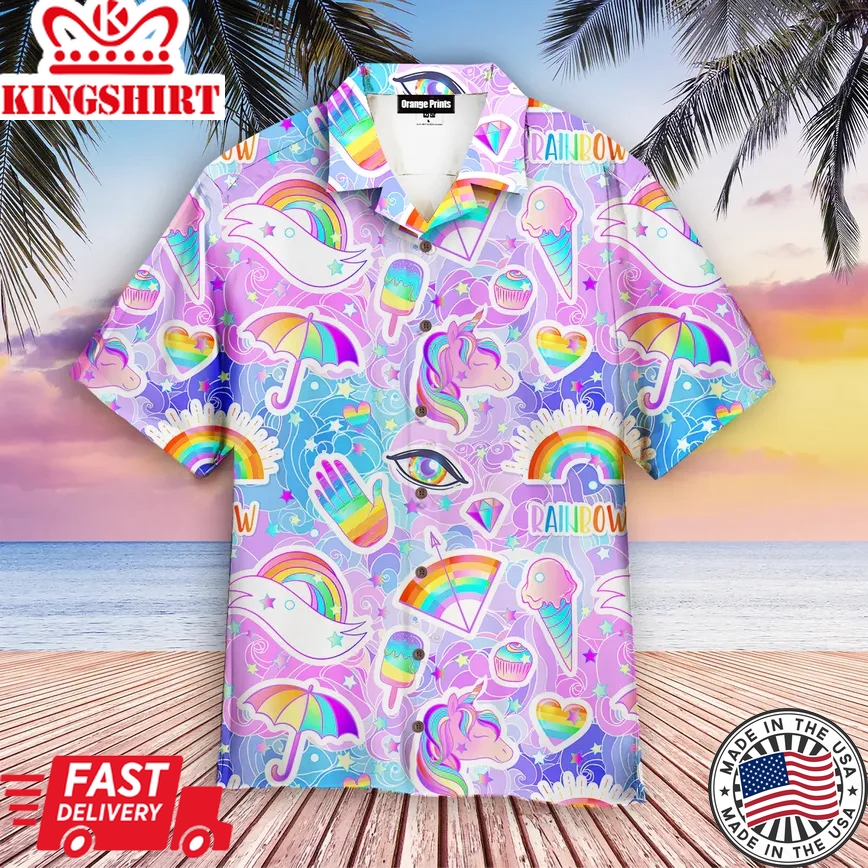 Colorful Rainbow What About Some Rainbow Lgbt Trendy Hawaiian Shirt