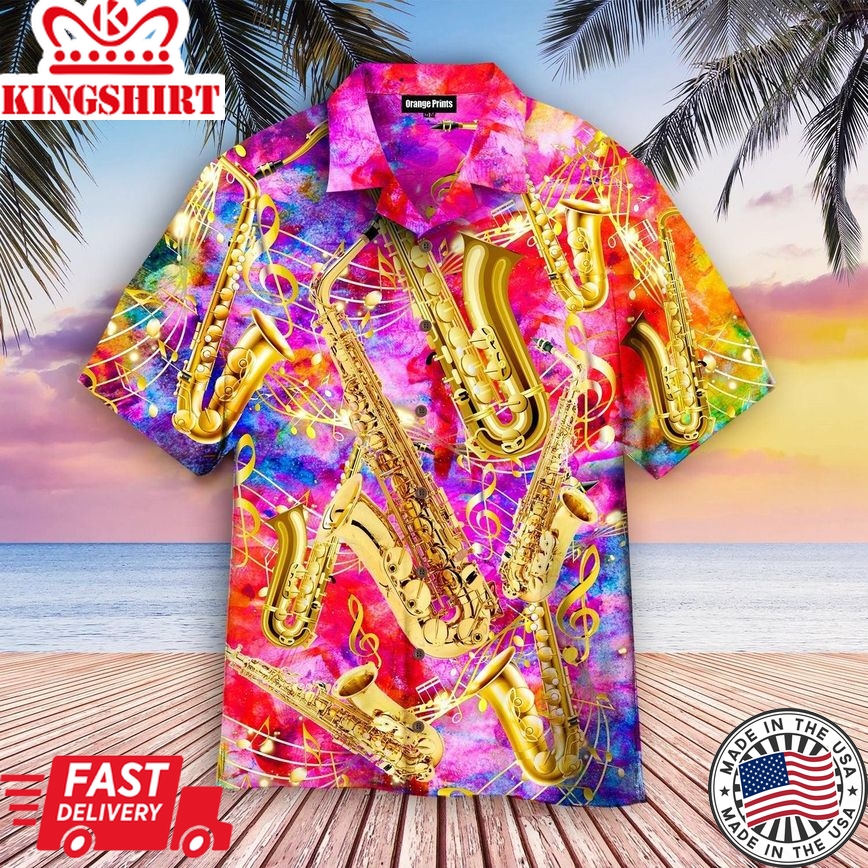 Colorful Saxophone Trendy Hawaiian Shirt