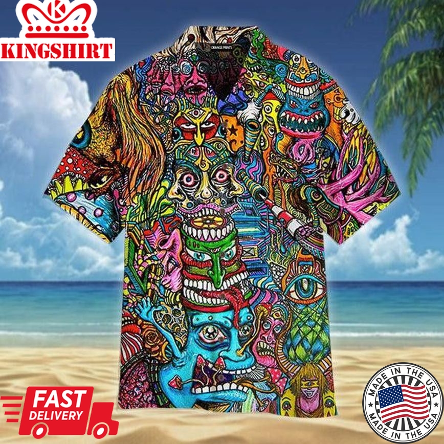 Colorful Trippy Trendy Hawaiian Shirt For