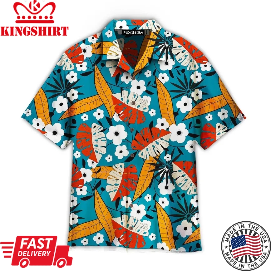 Colorful Tropical Floral Pattern Trendy Hawaiian Shirt