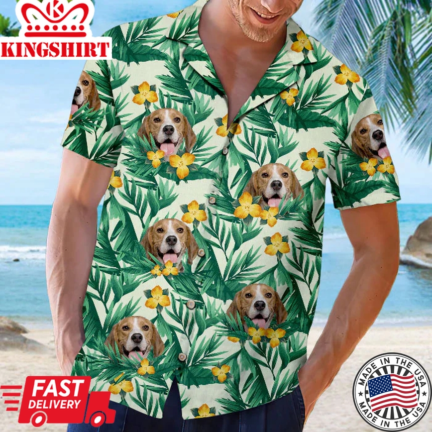 Colorful Tropical Flowers And Leaves Pattern - Dog & Cat Personalized Custom Unisex Trendy Hawaiian Shirt - Upload Image, Dog Face, Cat Face