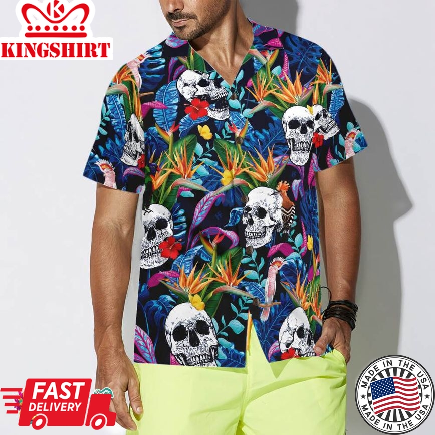 Colorful Tropical Forest And Skull Hawaiian Shirt