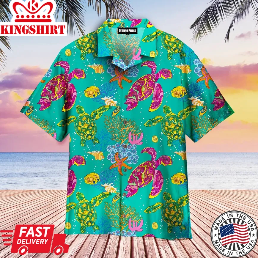 Colorful Turtles Trendy Hawaiian Shirt