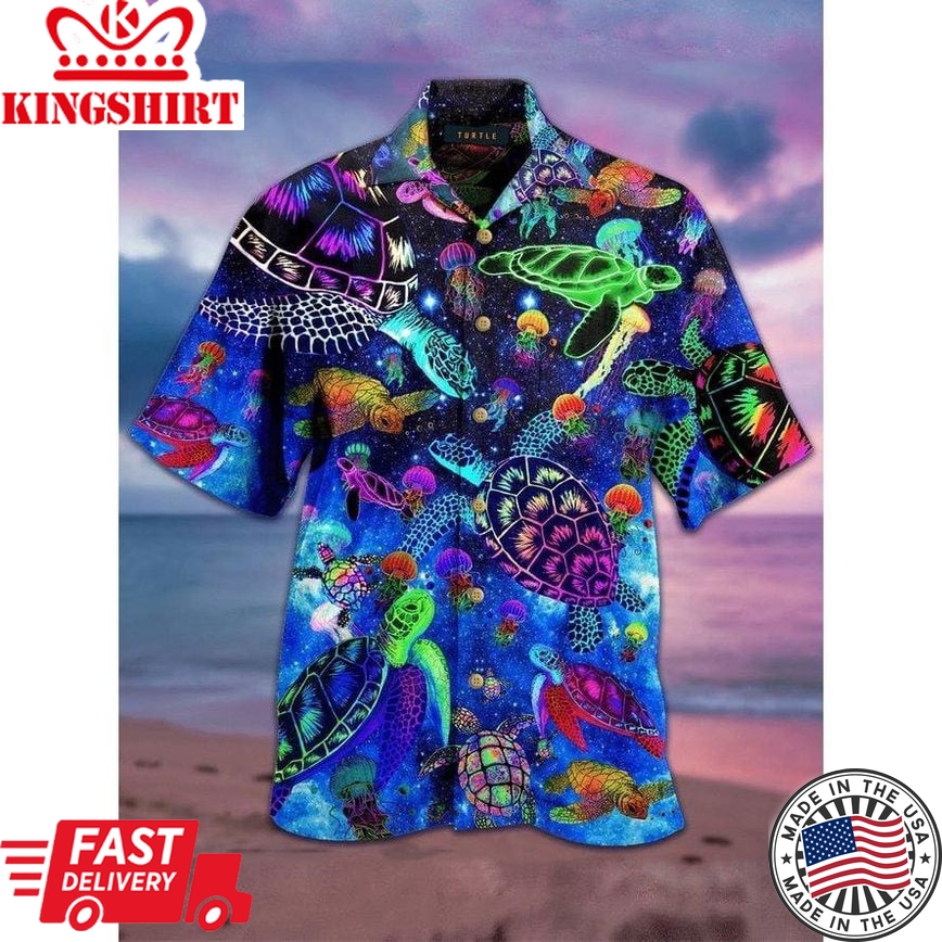 Colorful Turtles Trendy Hawaiian Shirt, Turtle Lover Trendy Hawaiian Shirt For