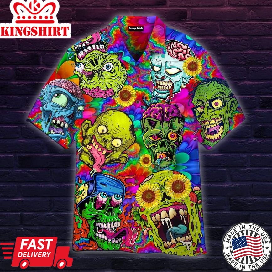 Colorful Zombie Skull Hippie Trendy Hawaiian Shirt