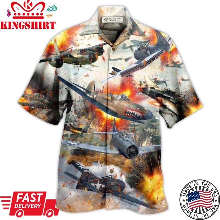 Combat Aircraft Fire War Hawaiian Shirt