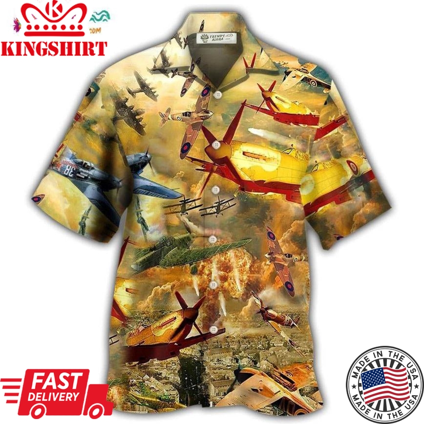 Combat Aircraft Fly Sky Fire Hawaiian Shirt