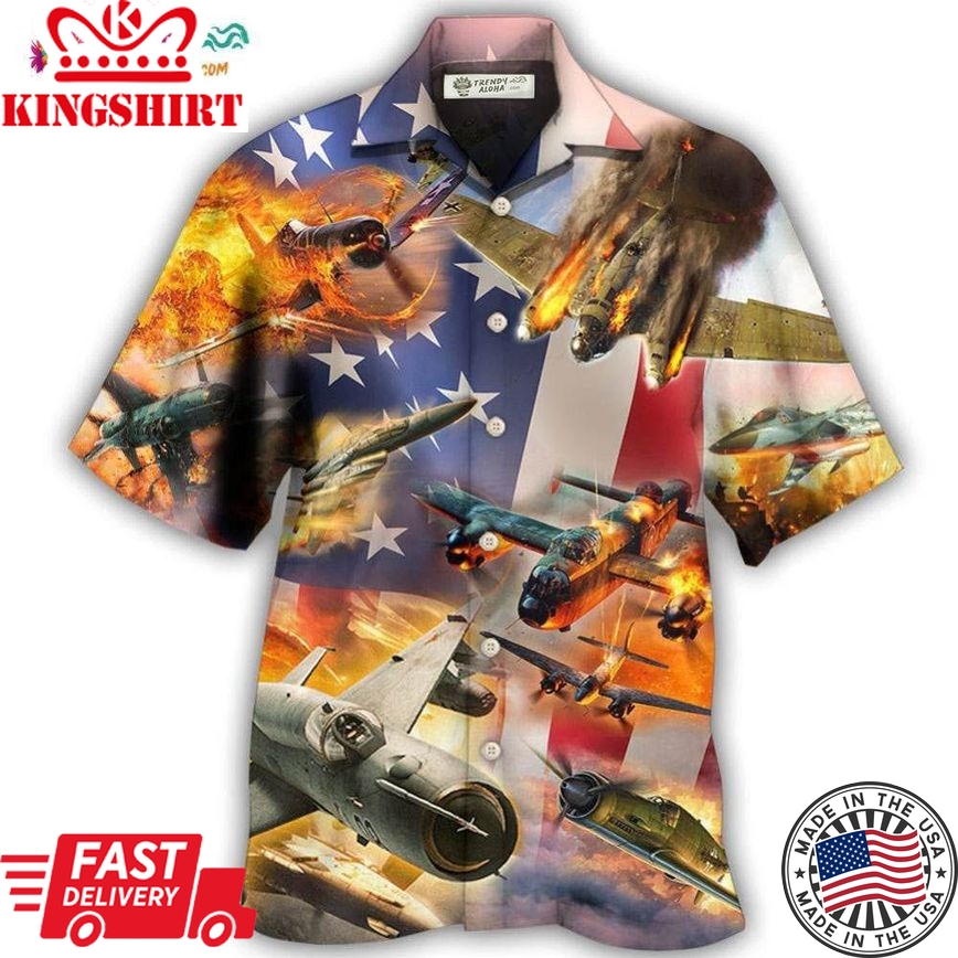 Combat Aircraft Independence Day Hawaiian Shirt