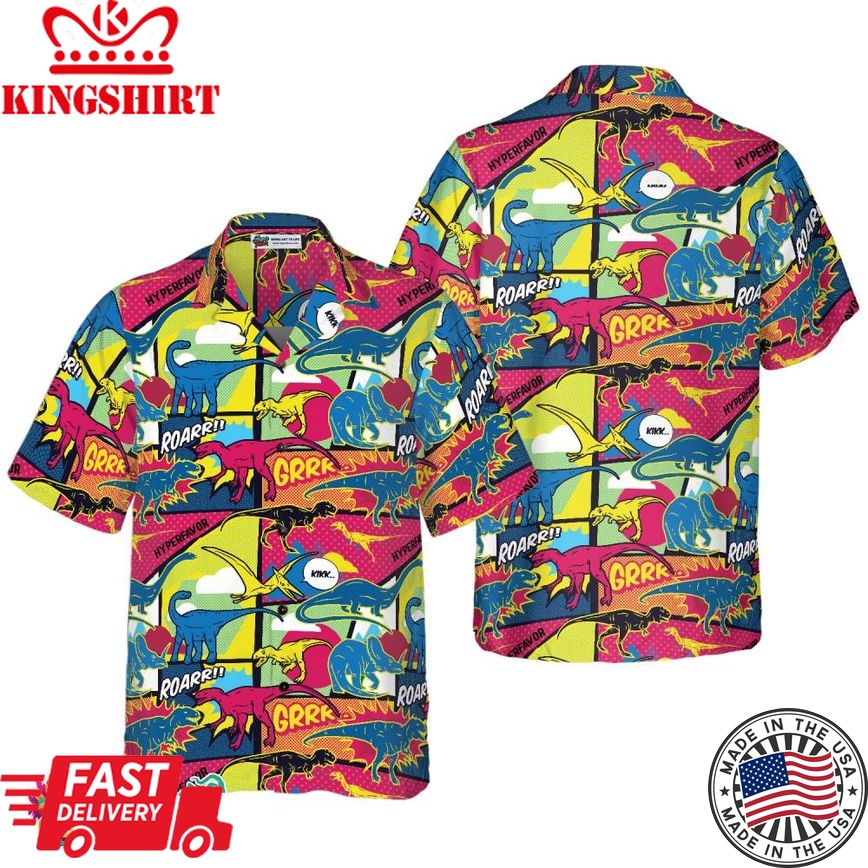 Comic Dinosaur Hawaiian Shirt