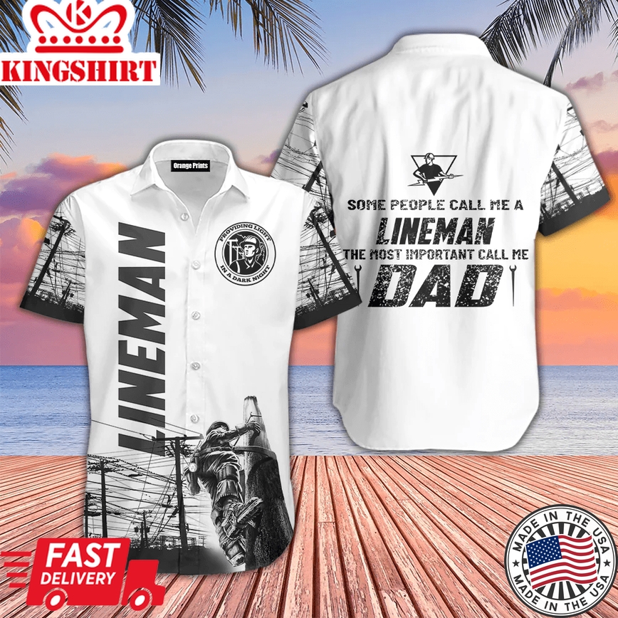 Cool Black White Lineman Trendy Hawaiian Shirt