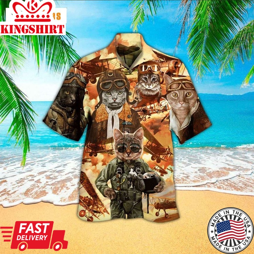 Cool Pilot Cat, Intage Hawaii Beach Shirt, Cat Trendy Hawaiian Shirt Perfect Gifts For Your Loved Ones