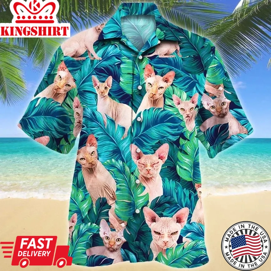 Cool Summer Vacation Gift For Sphynx Cat Lovers Trendy Hawaiian Shirt