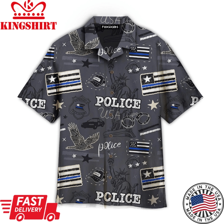 Cool Usa Police Flag Trendy Hawaiian Shirt