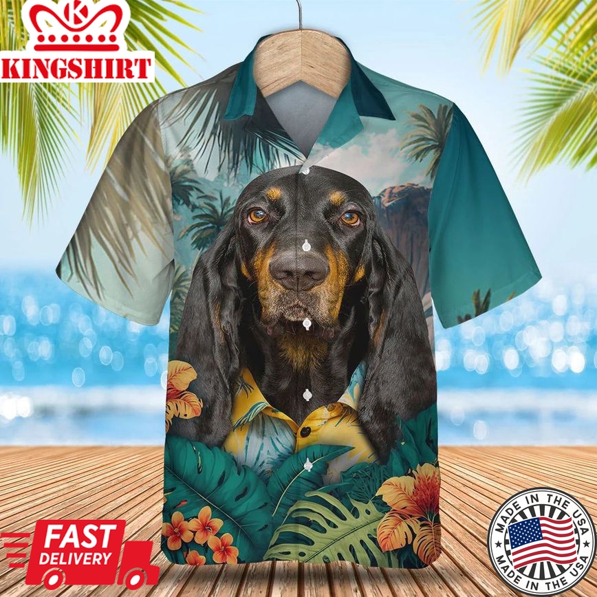 Coonhound Paradise Breeze - Embrace the Aloha Spirit with this Tropical Trendy Hawaiian Shirt