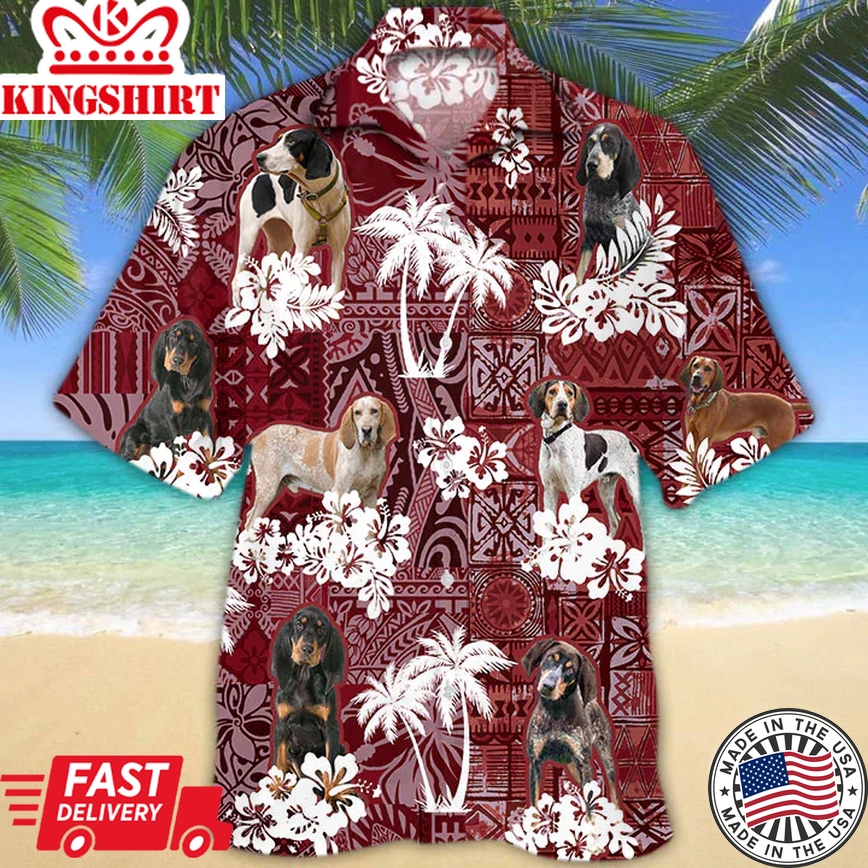 Coonhound Red Trendy Hawaiian Shirt, Gift For Dog Lover Shirts, Animal Summer Shirts, Trendy Hawaiian Shirt Men