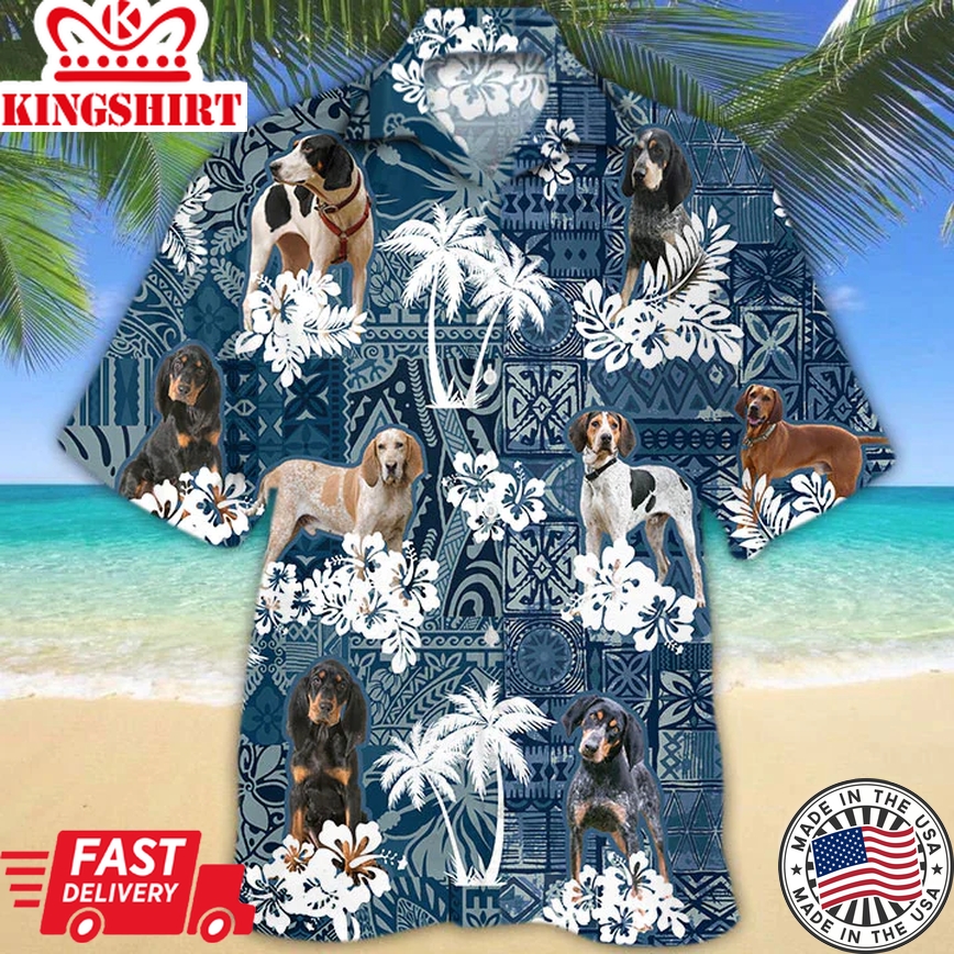 Coonhound Trendy Hawaiian Shirt, Flowers Aloha Shirt For Dog Lovers, Trendy Hawaiian Shirts For Men, Women