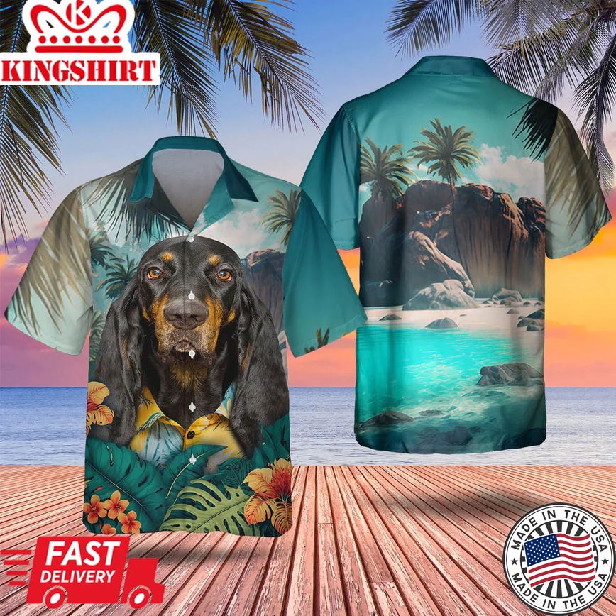 Coonhound Tropical Trendy Hawaiian Shirt, Dog Lover Trendy Hawaiian Shirt, Summer Trendy Hawaiian Shirt For Men And Women