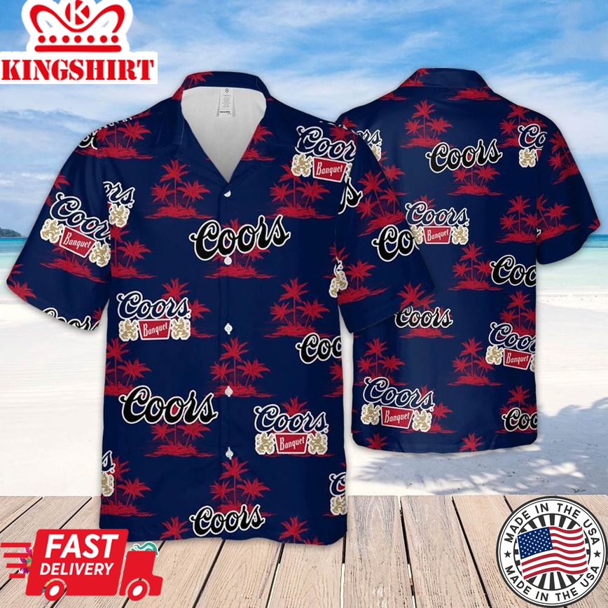 Coors Banquet Hawaiian Coconut Island Pattern Hawaiian Beer Lover Shirt, Classic Flowers Beer Aloha Shirt