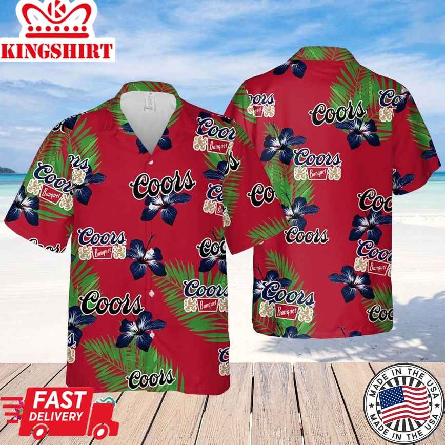 Coors Banquet Hawaiian Hibiscus Flower Pattern,Tropical Beach Shirt, Hawaiian Flower Shirt, Hawaiian Beer Shirt