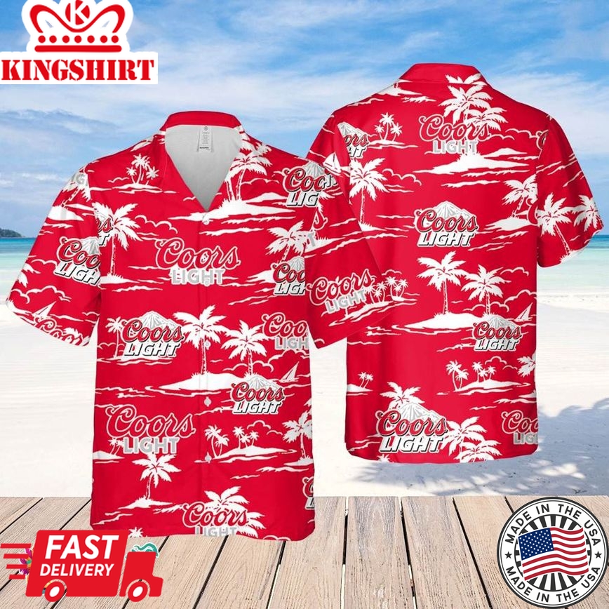 Coors Light Hawaiian Beach Pattern Shirt, Hawaii Beer Shirt, Coors Light Hawaiian Summer Shirt, Coors Light Aloha Shirt