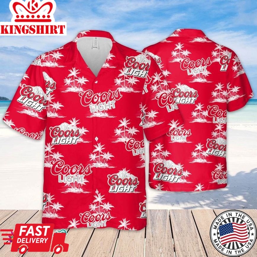 Coors Light Hawaiian Coconut Island Pattern Hawaiian Beer Lover Shirt, Classic Flowers Beer Aloha Shirt