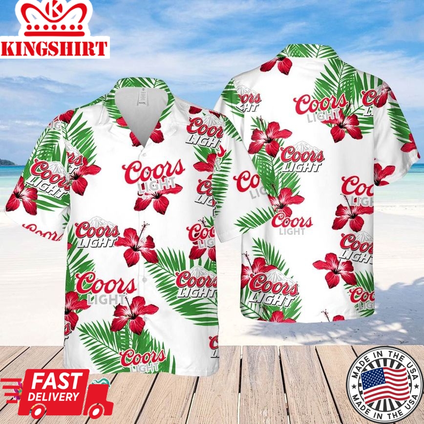 Coors Light Hawaiian Hibiscus Flower Pattern,Tropical Beach Shirt, Hawaiian Flower Shirt, Hawaiian Beer Shirt