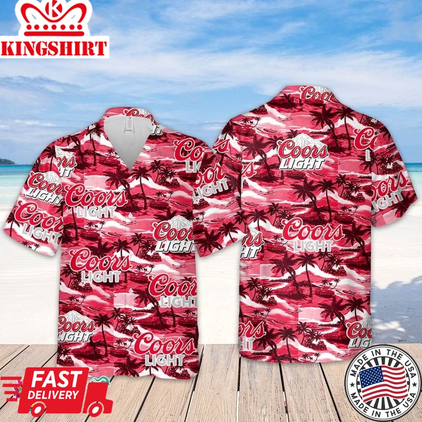 Coors Light Hawaiian Sea Island Pattern Hawaiian Shirt, Summer Beer Hawaiian Shirt