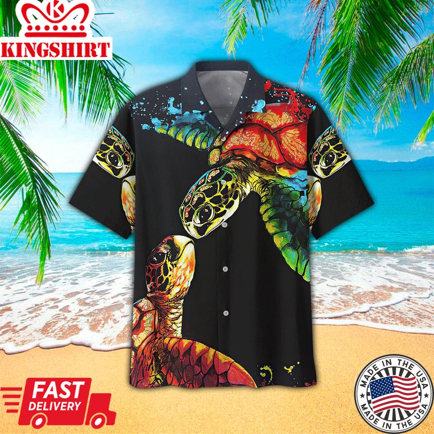 Copy Of Sea Turtle Trendy Hawaiian Shirt New, Trendy Hawaiian Shirts For Men Short Sleeve Aloha Beach Shirt