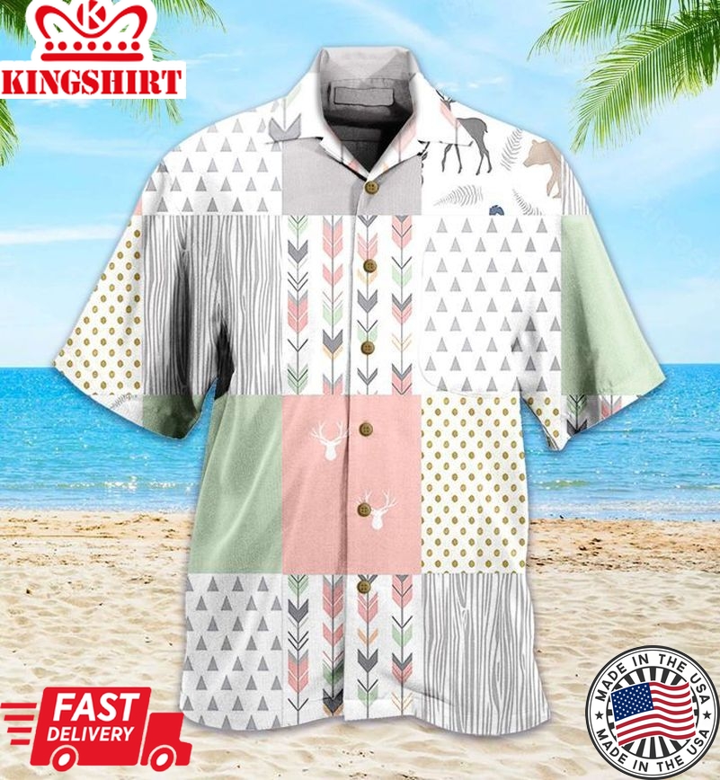 Coral Mint Woodsy Colorful Trendy Hawaiian Shirt 3D, Coral Trendy Hawaiian Shirt For Summer Gifts