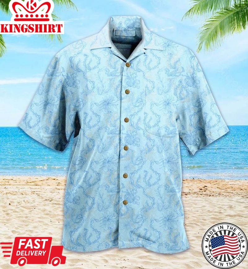 Coral Reef Blue Trendy Hawaiian Shirt 3D Summer Gifts