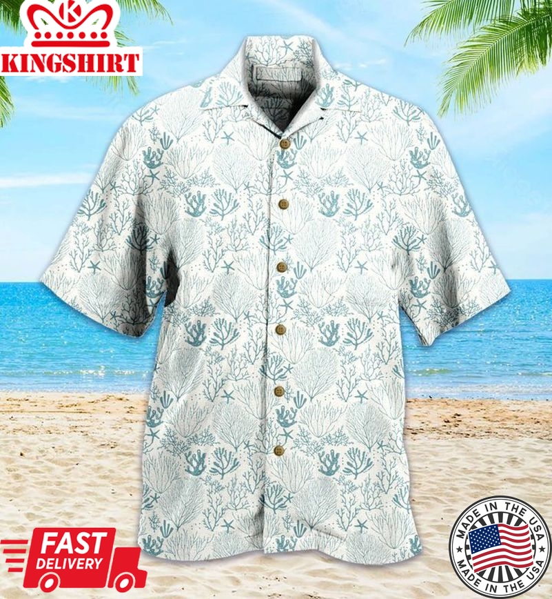 Coral Reef Green Trendy Hawaiian Shirt 3D Summer Gifts