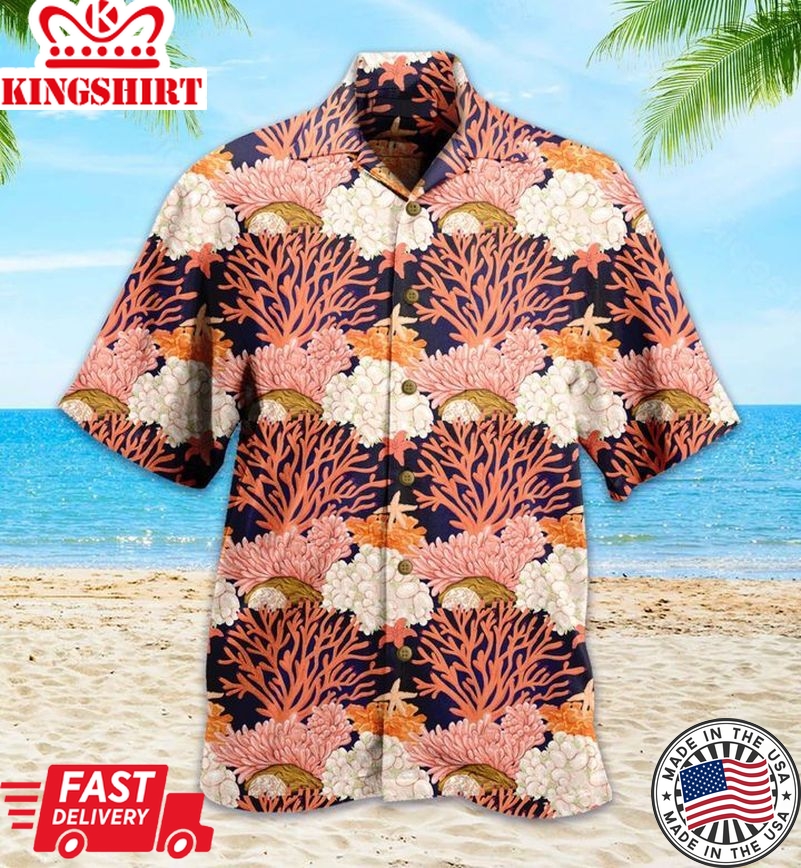 Coral Reef Orange Trendy Hawaiian Shirt 3D Summer Gifts