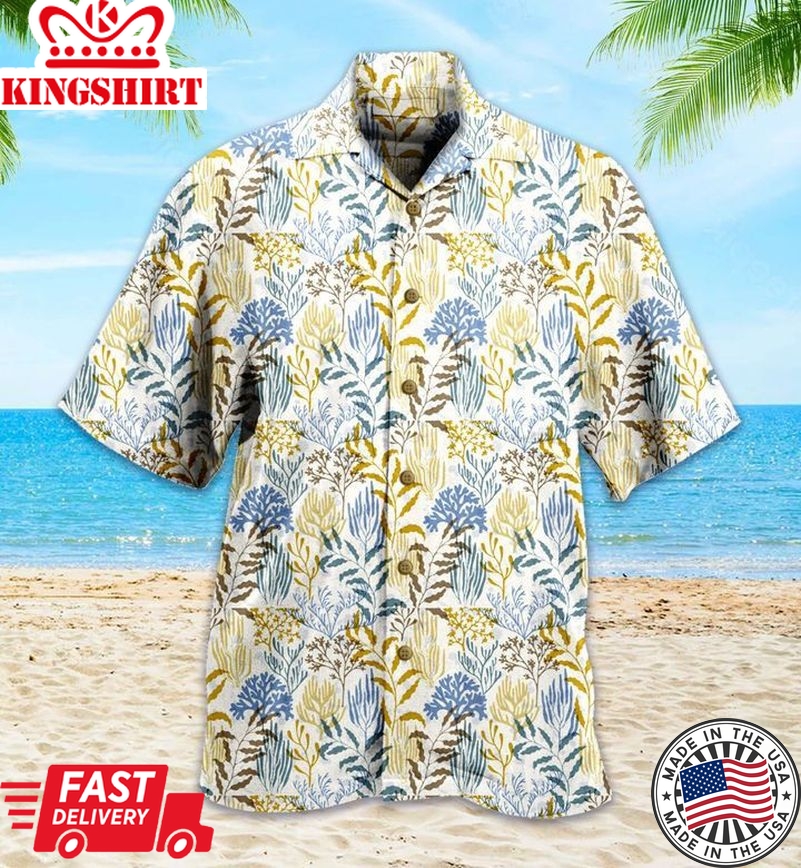 Coral Reef Yellow Trendy Hawaiian Shirt 3D Summer Gifts