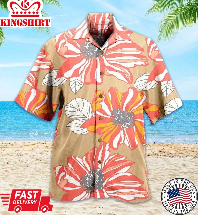 Coral Springs Flower Pink Trendy Hawaiian Shirt 3D, Coral Trendy Hawaiian Shirt For Summer Gifts