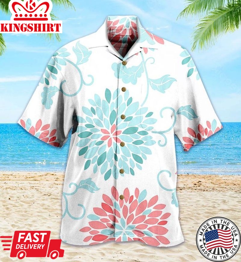 Coral Turquoise Emma Pink Trendy Hawaiian Shirt 3D, Coral Trendy Hawaiian Shirt For Summer Gifts