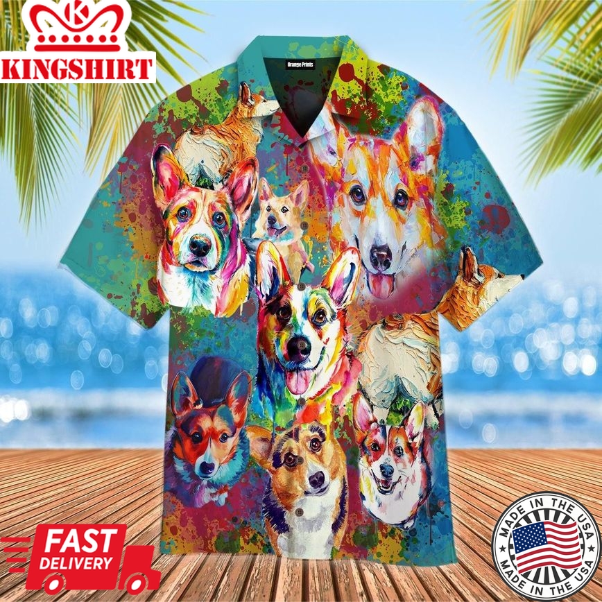 Corgi Colorfull Trendy Hawaiian Shirt