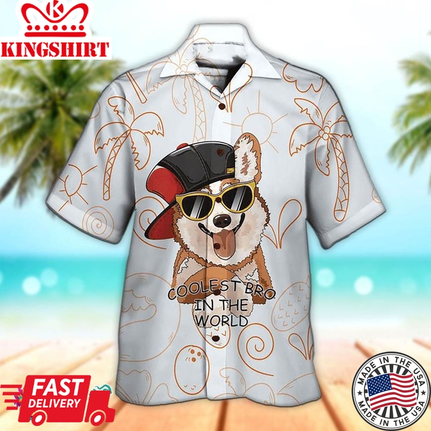 Corgi Coolest Bro In The World Hawaiian Aloha Beach Shirt