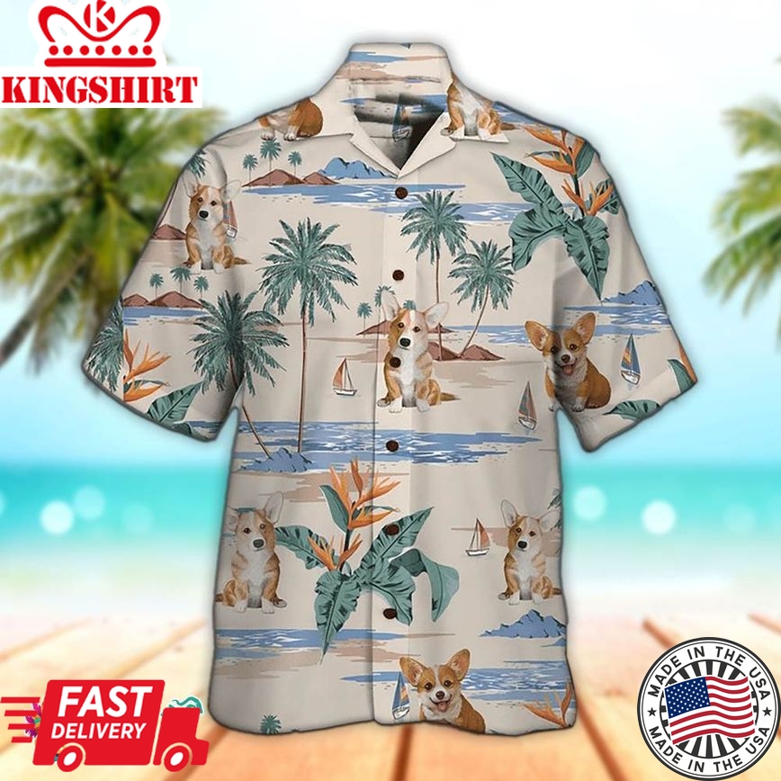 Corgi Hawaiian Shirt Corgi Tropical Beach Hawaiian Aloha Beach Shirt