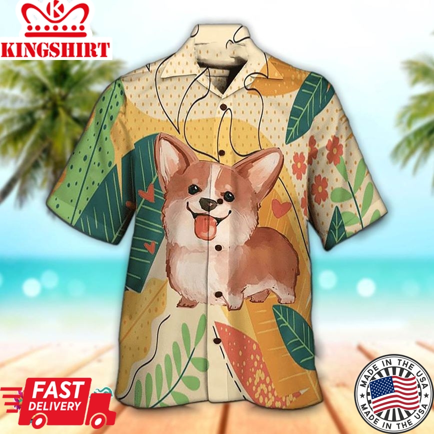 Corgi Hawaiian Shirt Funny Corgi Surfing Hawaiian Aloha Beach Shirt