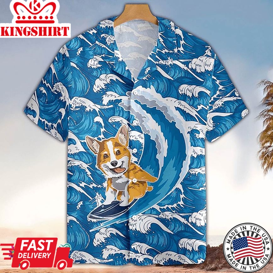 Corgi Hawaiian Shirt Surfing Corgi Hawaiian Aloha Beach Shirt