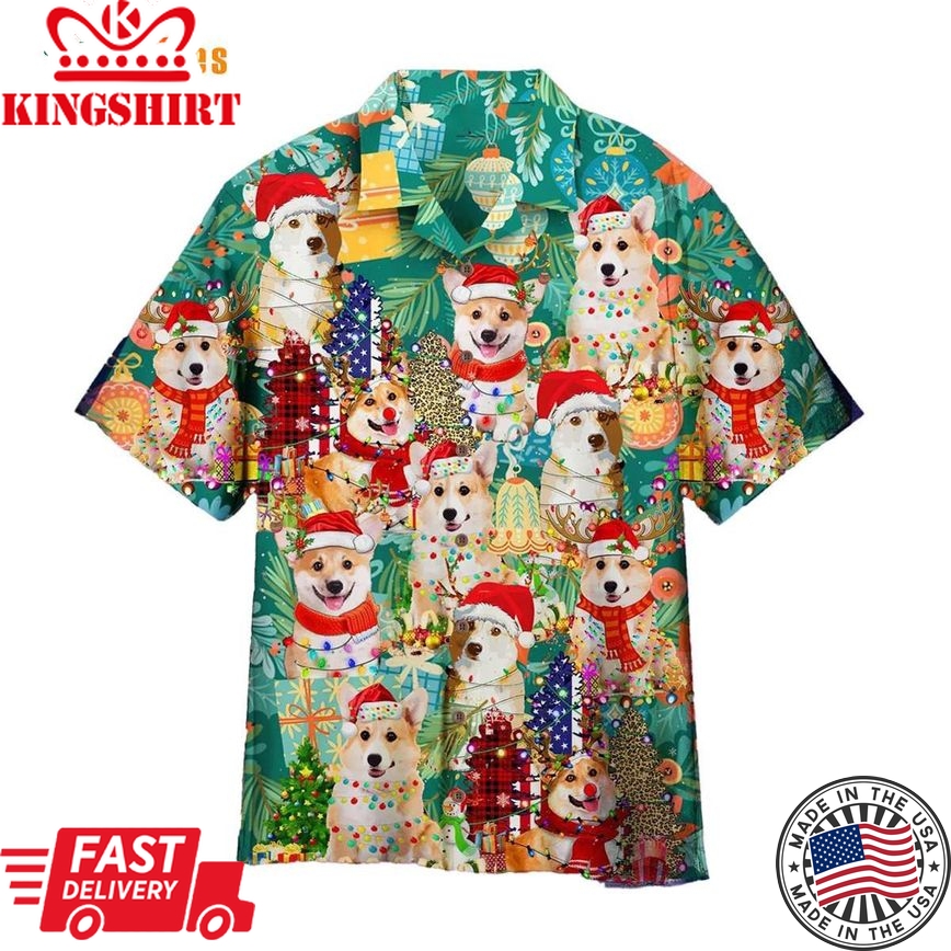 Corgi Merry Xmas, Christmas Trendy Hawaiian Shirt, Dog Trendy Hawaiian Shirt Perfect Gifts For Your Loved Ones